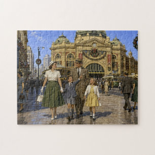 Puzzle Noël australien des années 50 à la gare de Flinder