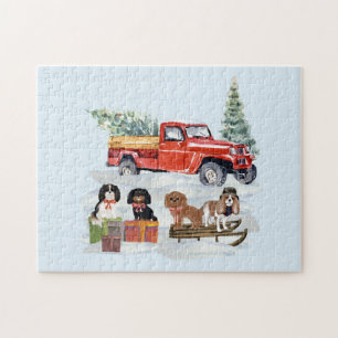 Puzzle Noël Cavalier King Charles et Camion