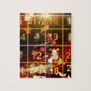 Puzzle Noël d'or de porte de calendrier d'avènement