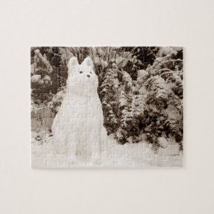 Puzzle Noël drôle de photo de bonhomme de neige d'akita