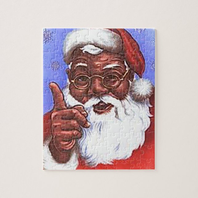 Puzzle Noël du Père Noël noir afro-américain (Vertical)