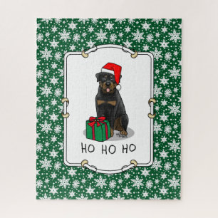 Puzzle Noël Père Noël Casquette Rottweiler Chien mignonne