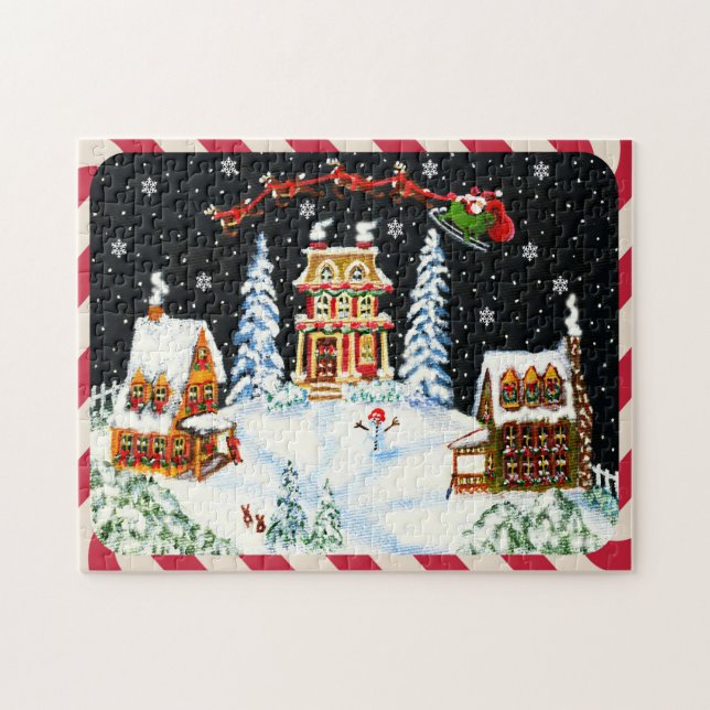 Puzzle Noël Père Noël et le renne déconcertent "Ho, Ho, (Horizontal)