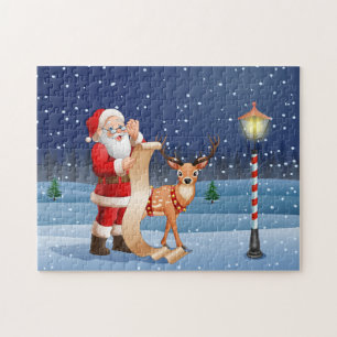 Puzzle Noël Père Noël Et Rennes   Vacances