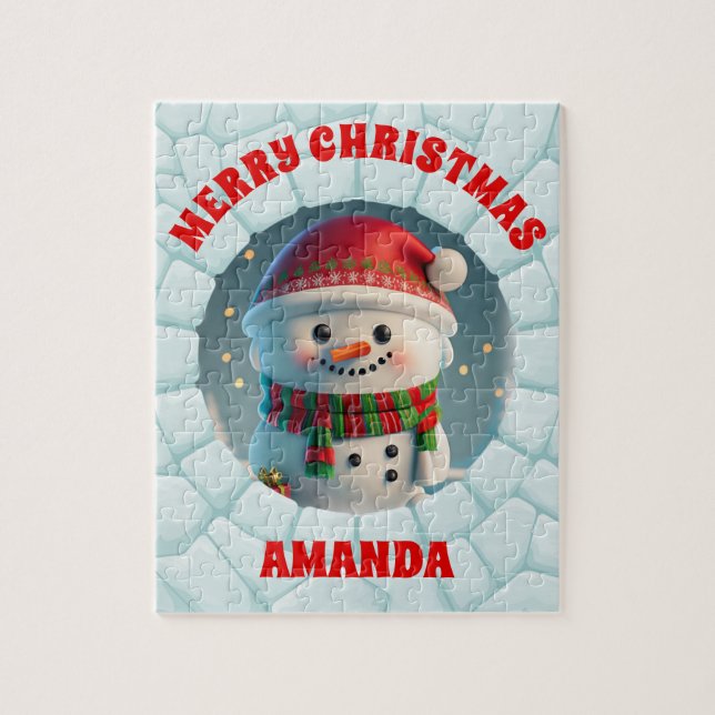 Puzzle Noël Snowman 3D Personnalisé Enfants (Vertical)