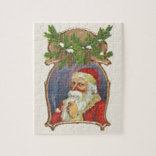 Puzzle Noël vintage, Père Noël victorien avec pipe