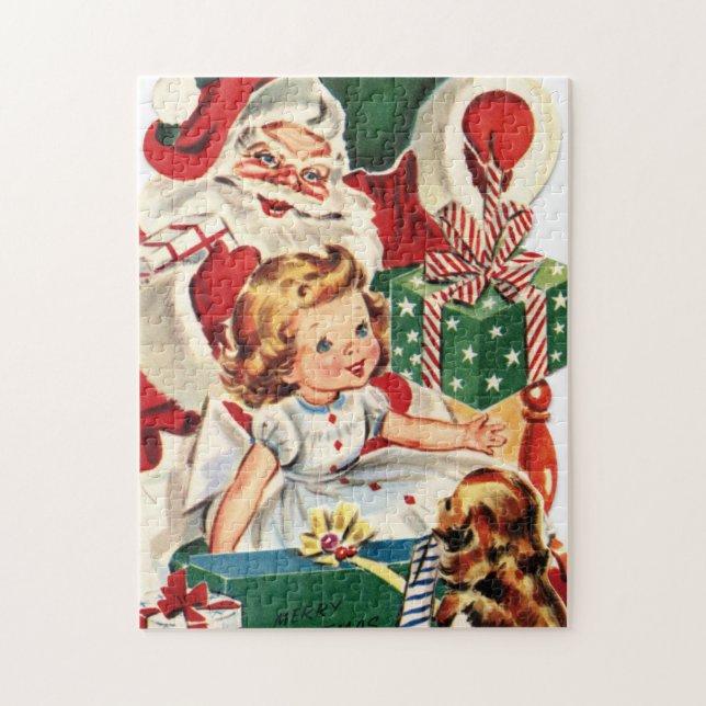 Puzzle Noël vintage rétro Père Noël (Vertical)