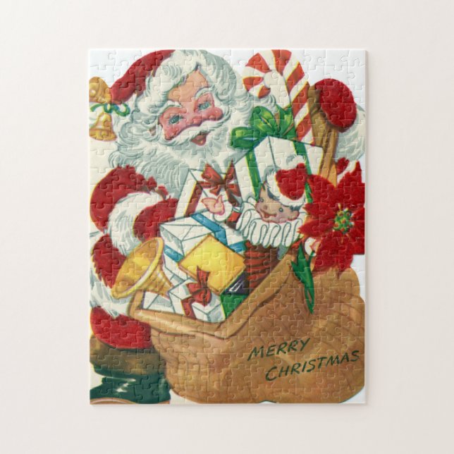 Puzzle Noël vintage rétro Père Noël (Vertical)