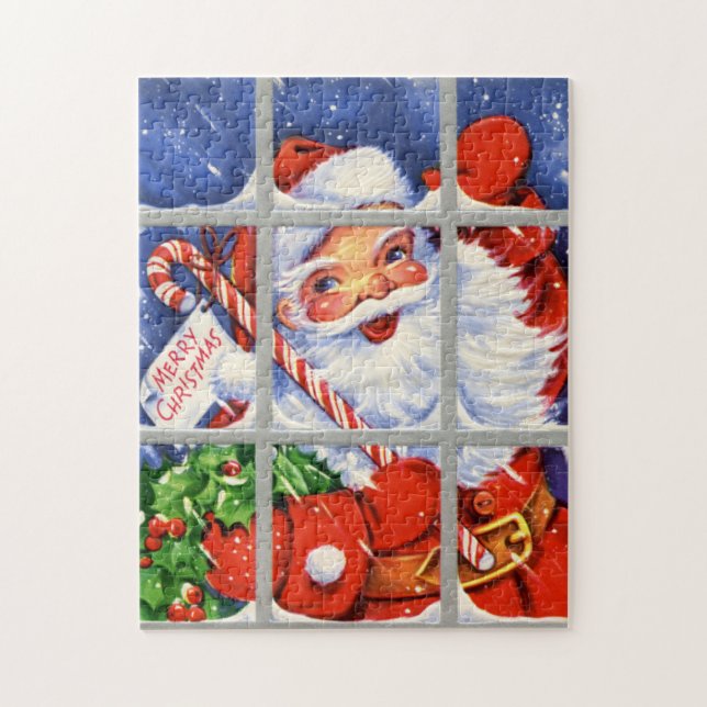 Puzzle Noël vintage rétro Père Noël Holliday (Vertical)