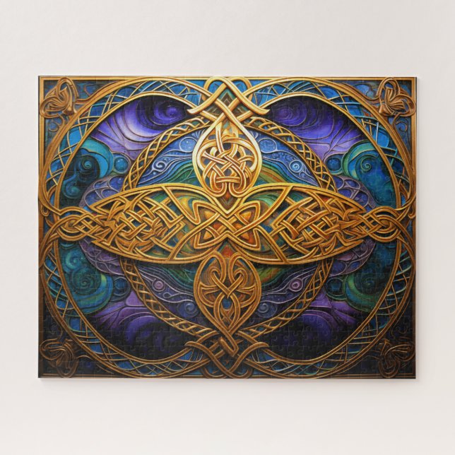 Puzzle Noeud celtique Violet Bleu Or Noeud (Horizontal)