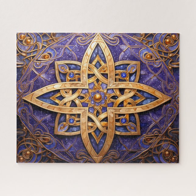 Puzzle Noeud celtique violet or (Horizontal)