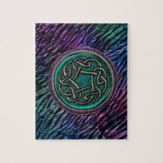 Puzzle Noeud de Celtic en métal de vert de jade