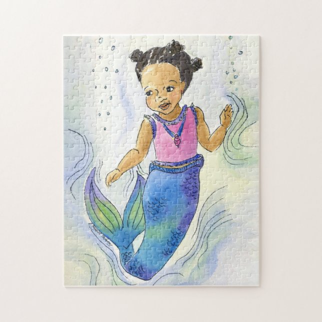 Puzzle noir de princesse Girl de sirène (Vertical)
