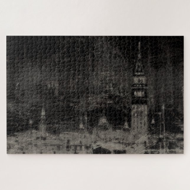 Puzzle Noir et Taupe en survol Skyline Venise Italie (Horizontal)