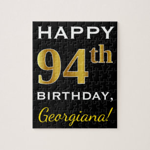 Puzzle Noir, Faux Gold 94e anniversaire + Nom personnalis
