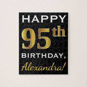 Puzzle Noir, Faux Gold 95e anniversaire + Nom personnalis