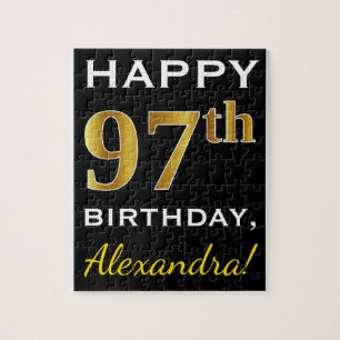 Puzzle Noir, Faux Gold 97e anniversaire + Nom personnalis