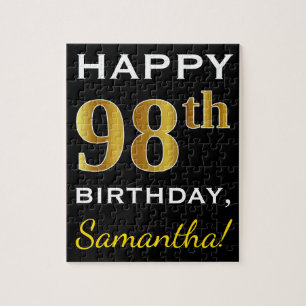 Puzzle Noir, Faux Gold 98e anniversaire + Nom personnalis