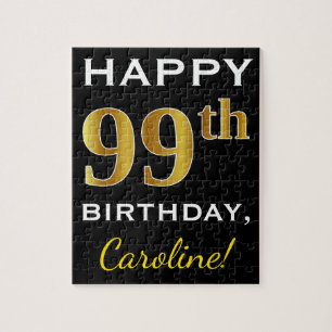 Puzzle Noir, Faux Gold 99e anniversaire + Nom personnalis