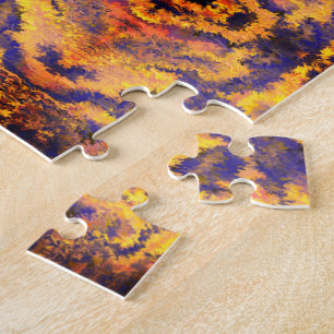 Puzzle Noir, Orange, Jaune, Sangria, Motif miroir /