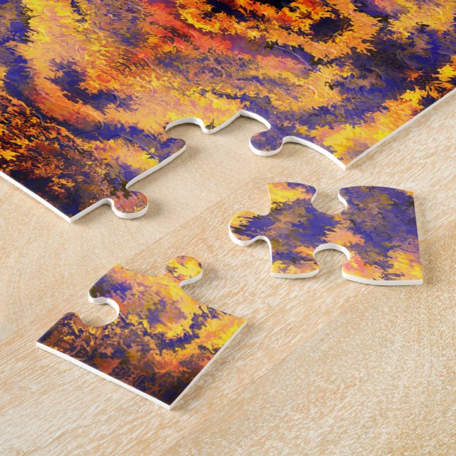 Puzzle Noir, Orange, Jaune, Sangria, Motif miroir / (Côté)