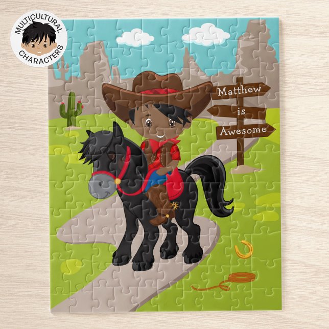 Puzzle noir personnalisé Cowboy (Créateur téléchargé)