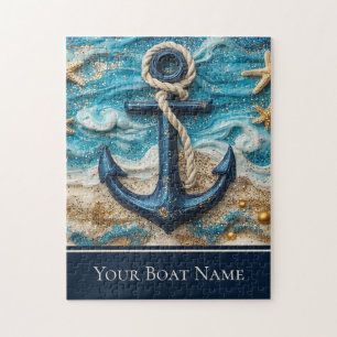 Puzzle Nom de bateau personnalisé Ancre marine nautique