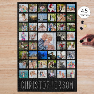 Puzzle Nom de collage de photo de famille Noir