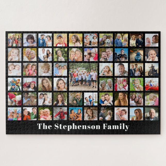 Puzzle Nom de famille personnalisé 57 Photo Collage (Horizontal)