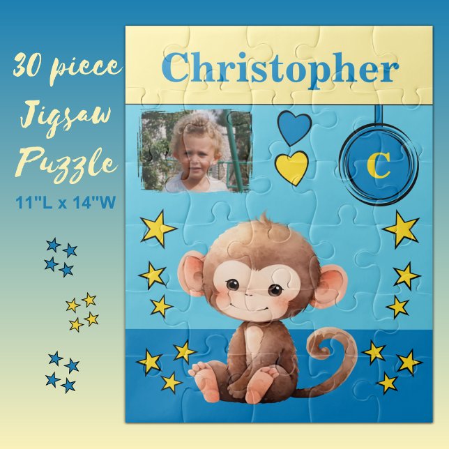 Puzzle Nom de la photo du singe bleu jaune enfants (Créateur téléchargé)