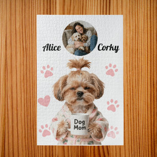 Puzzle Nom de photo de maman de chien rose mignon
