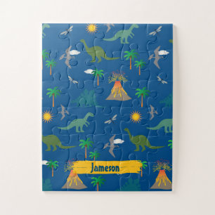 Puzzle Nom des Plantes Motifs de la faune du dinosaure bl