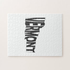 Puzzle Nom d'État du Vermont Word Art Black