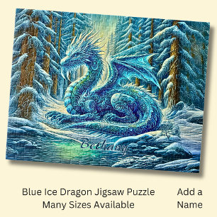 Puzzle Nom, Dragon de Glace Bleu Aqua près de l'étang