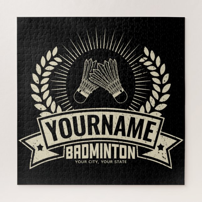 Puzzle Nom du joueur de badminton personnalisé Racquet Sp (Vertical)