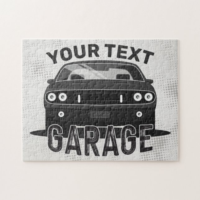 Puzzle Nom personnalisé Classic Muscle Garage Retro (Horizontal)