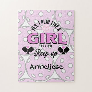 Puzzle Nom personnalisé Jouer comme une fille Pickeball