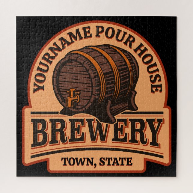 Puzzle NOM PERSONNALISÉ Old Oak Barrel Beer Keg Brasserie (Vertical)