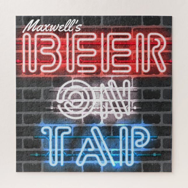 Puzzle Nom personnalisé Patriotic Beer Sign Brasserie Pub (Vertical)