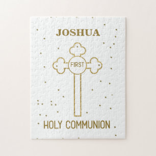Puzzle Nom personnalisé Première Sainte Communion Gold Lo
