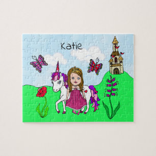 Puzzle Nom personnalisé Princesse et licorne Fairytale