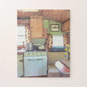 Puzzle Nostalgale Camper Vintage Travel Trailer Kitchen
