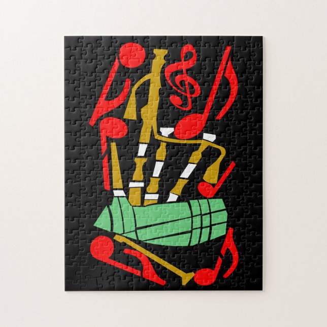 Puzzle Notes de musique rouge Bagpipes (Vertical)