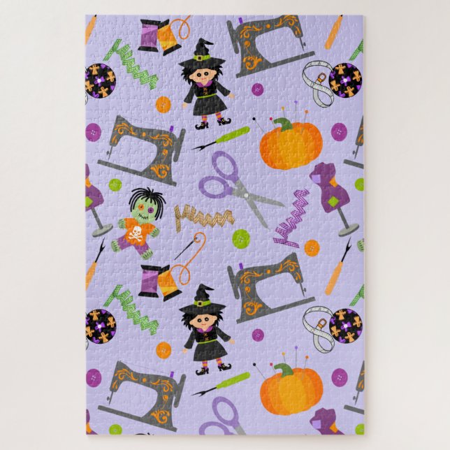 Puzzle Notions de couture de la marmite d'Halloween (Vertical)