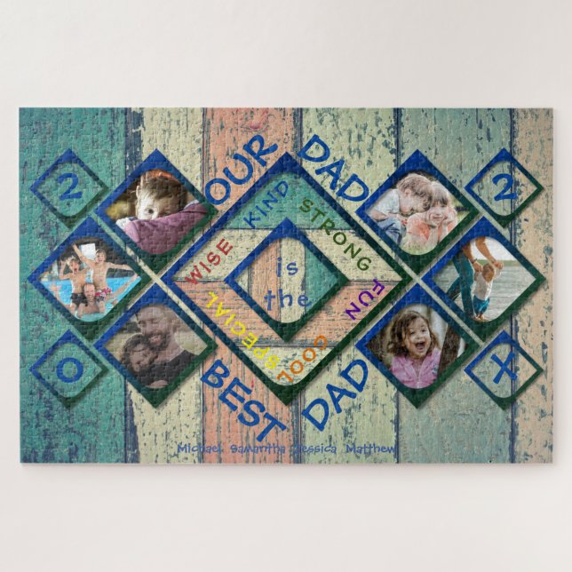 Puzzle Notre papa est le meilleur papa photo collage en b (Horizontal)