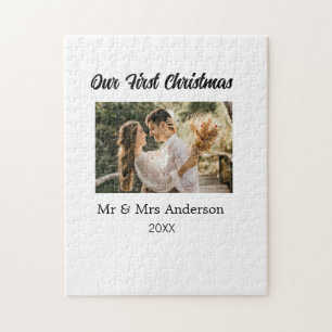 Puzzle Notre premier couple de Noël nom photo Mr & Mrs mo