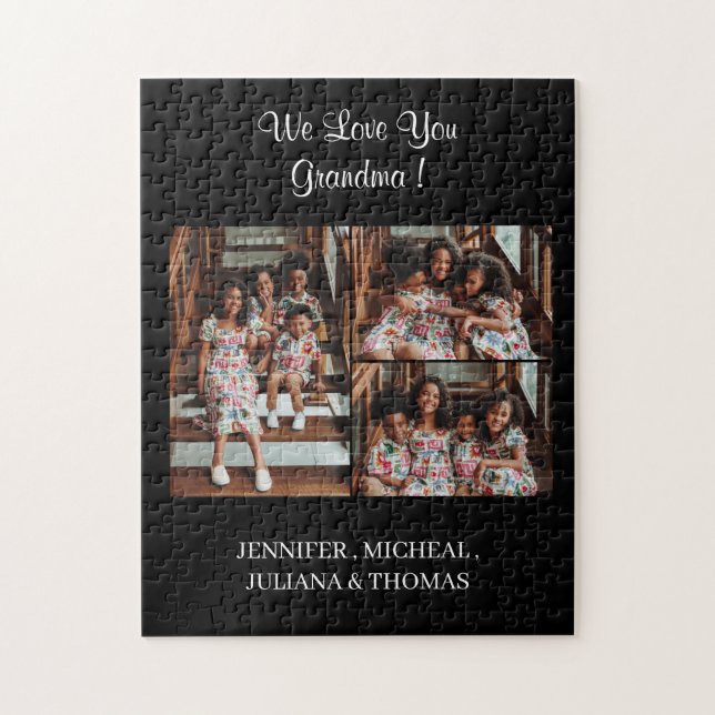 Puzzle Nous vous aimons Grandma Custom Photo Collage Scri (Vertical)