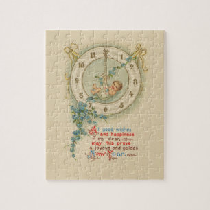 Puzzle Nouvel An vintage Horloge Bébé