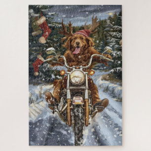 Puzzle Nouvelle-Écosse Chien Conduisant Moto Noël