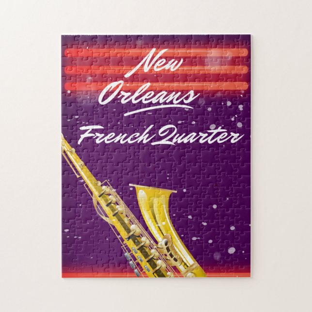 Puzzle Nouvelle-Orléans French Quarter Saxophone affiche  (Vertical)